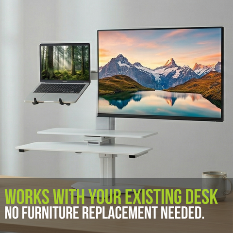 Sit2Stand Standing Desk Converter Monitor Mount AND Laptop Holder (Black)
