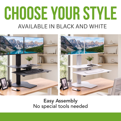 Sit2Stand™ Standing Desk Converter with Dual Monitor Mount (White)