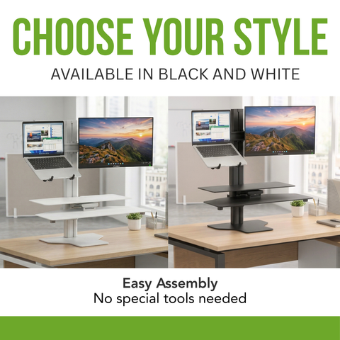 Sit2Stand Standing Desk Converter Monitor Mount AND Laptop Holder (Black)