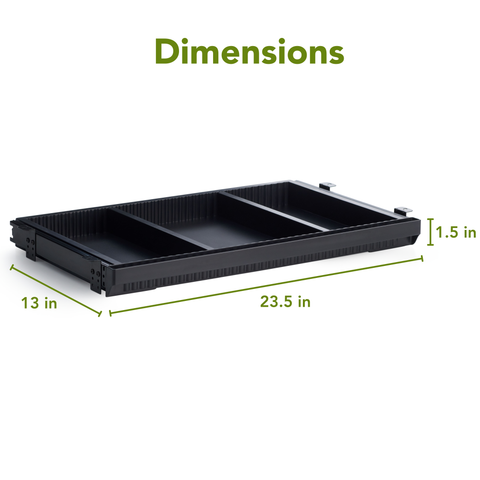 Plastic Standing Desk Drawer - Under Desk Organizier and Storage with Dividers for Hegiht Adjustable Desks - Black (13.25" x 23.5")