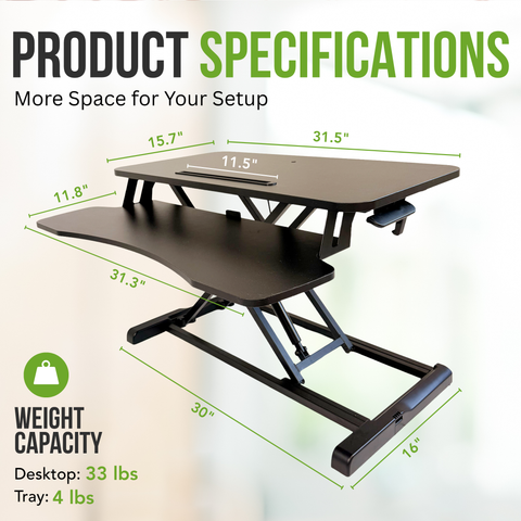 Sit2Stand™ Standing Desk Converter 32" Monitor Riser (Black)