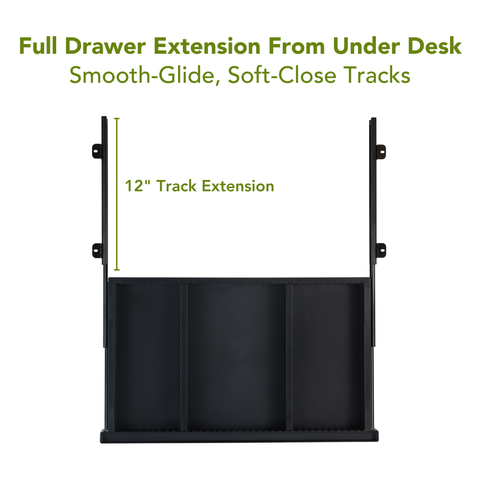 Plastic Standing Desk Drawer - Under Desk Organizier and Storage with Dividers for Hegiht Adjustable Desks - Black (13.25" x 23.5")