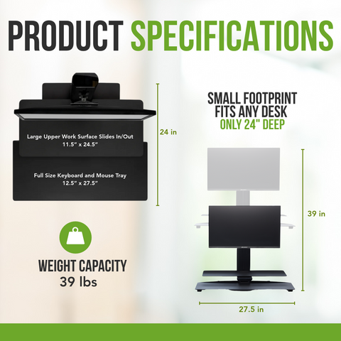Sit2Stand™ Standing Desk Converter with Single Monitor Mount (Black)