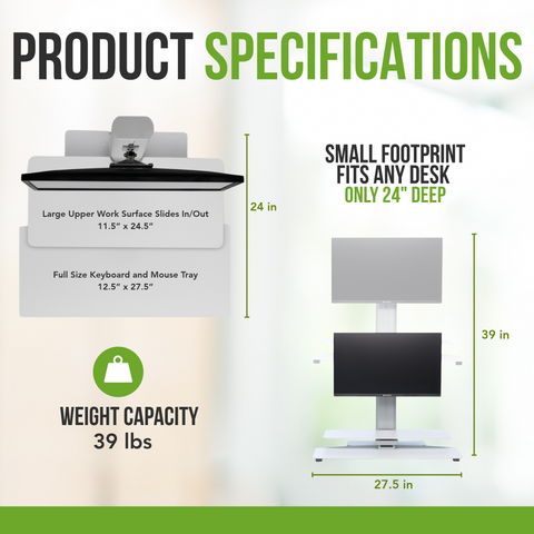 Sit2Stand™ Standing Desk Converter with Single Monitor Mount (White)