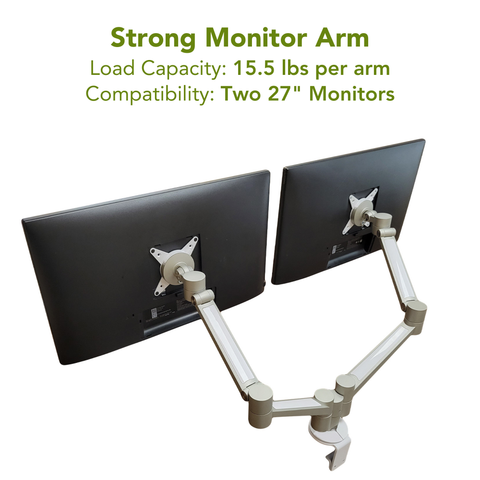 Alden Dual Monitor Arm – Adjustable Monitor Mount for 2 Monitors up to 27”