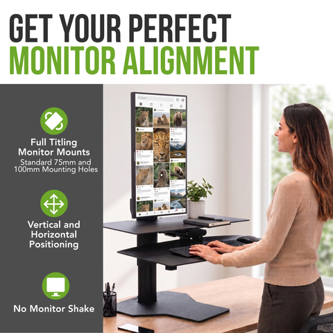 Sit2Stand™ Standing Desk Converter with Single Monitor Mount (Black)