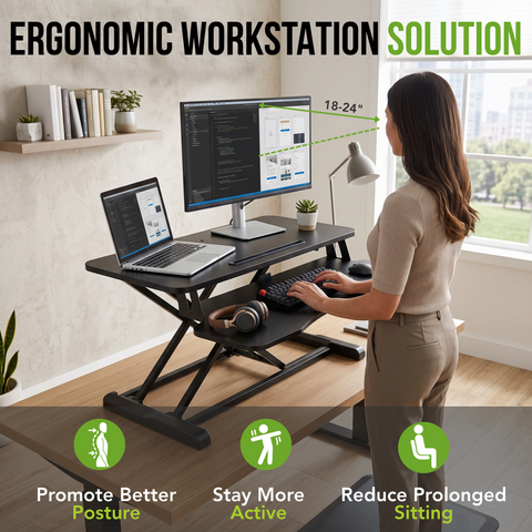 Sit2Stand™ Standing Desk Converter 32" Monitor Riser (Black)