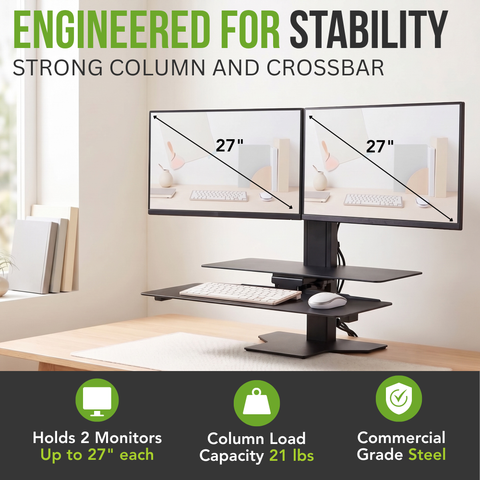 Sit2Stand™ Standing Desk Converter with Dual Monitor Mount (Black)