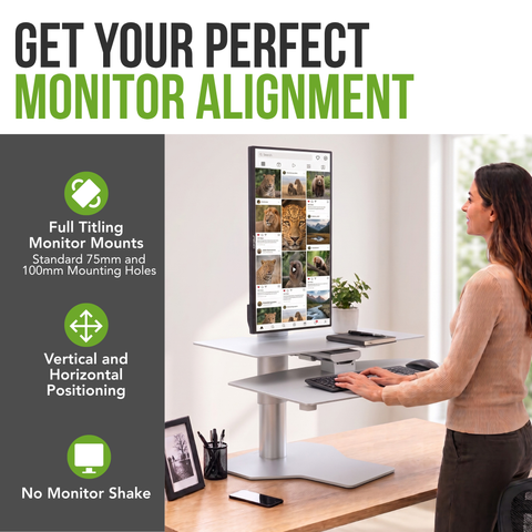 Sit2Stand™ Standing Desk Converter with Single Monitor Mount (White)