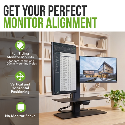 Sit2Stand™ Standing Desk Converter with Dual Monitor Mount (Black)