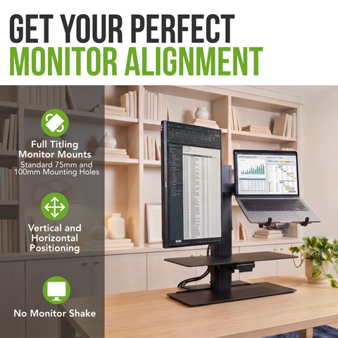 Sit2Stand Standing Desk Converter Monitor Mount AND Laptop Holder (White)