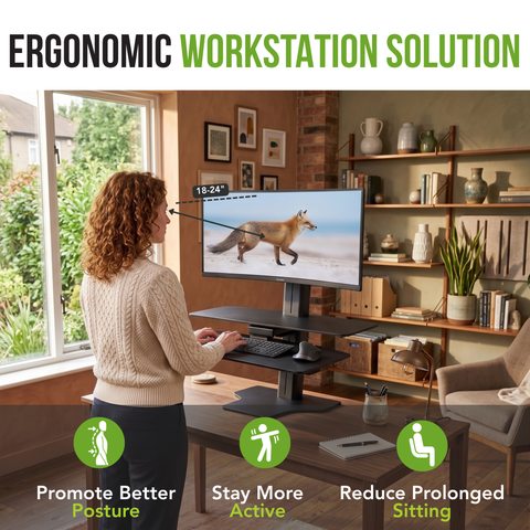Sit2Stand™ Standing Desk Converter with Single Monitor Mount (Black)