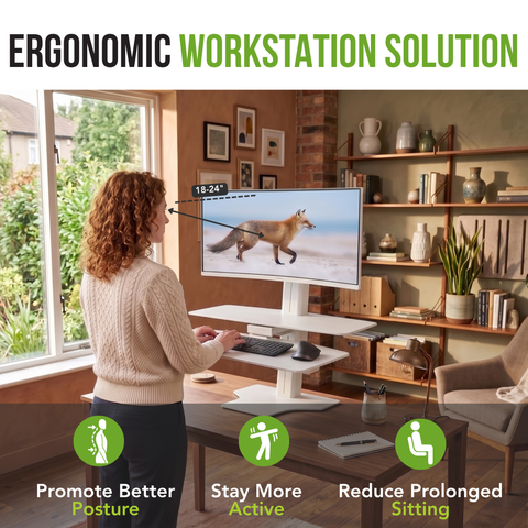 Sit2Stand™ Standing Desk Converter with Single Monitor Mount (White)