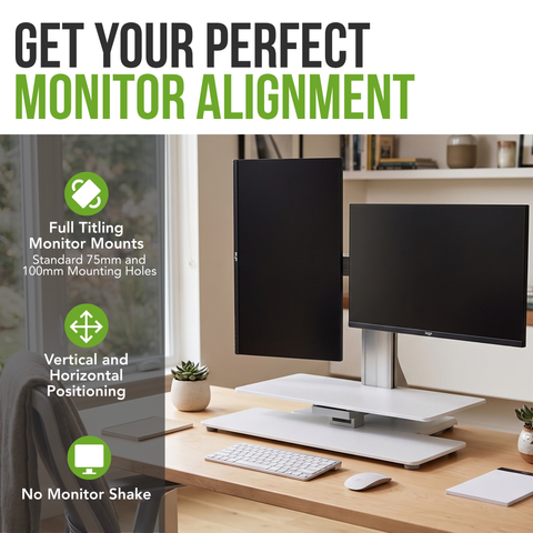 Sit2Stand™ Standing Desk Converter with Dual Monitor Mount (White)