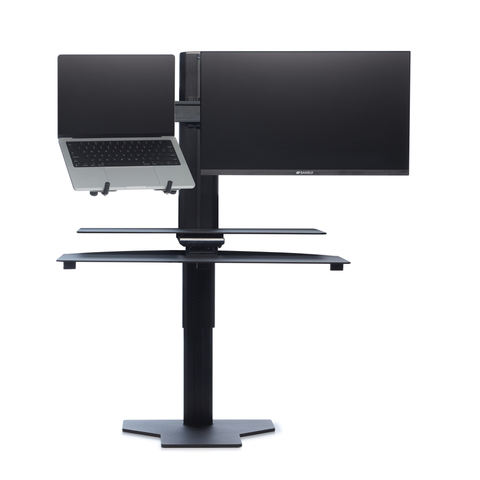 Sit2Stand Standing Desk Converter Monitor Mount AND Laptop Holder – 18” Height Adjustable Sit-Stand Workstation