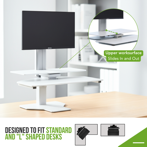 Sit2Stand™ Standing Desk Converter with Single Monitor Mount (White)