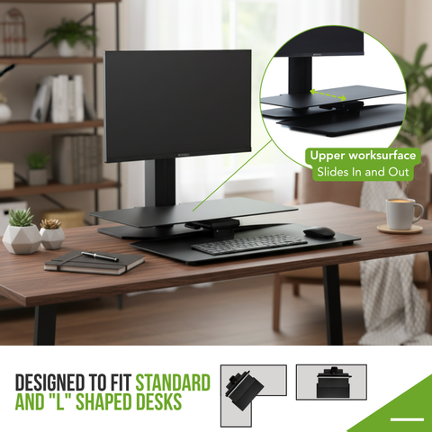 Sit2Stand™ Standing Desk Converter with Single Monitor Mount (Black)