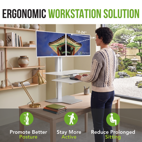 Sit2Stand™ Standing Desk Converter with Dual Monitor Mount (White)