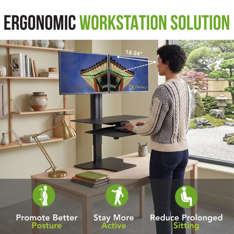 Sit2Stand™ Standing Desk Converter with Dual Monitor Mount (Black)