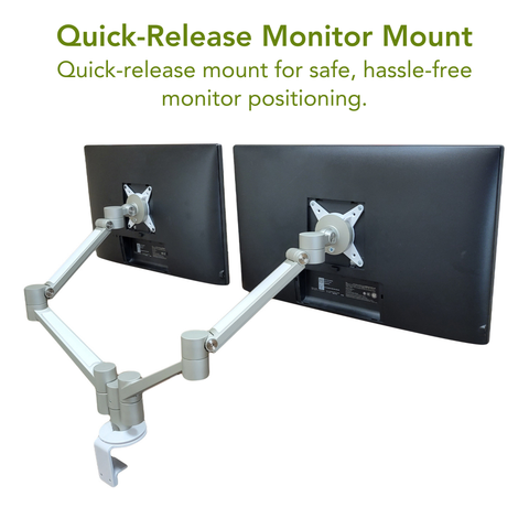 Alden Dual Monitor Arm – Adjustable Monitor Mount for 2 Monitors up to 27”