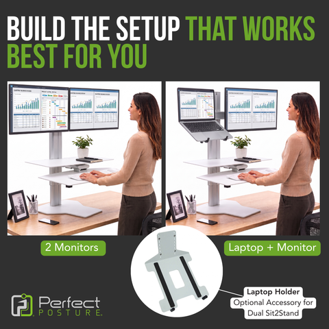 Sit2Stand™ Standing Desk Converter with Dual Monitor Mount (White)