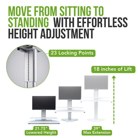 Sit2Stand™ Standing Desk Converter with Single Monitor Mount (White)