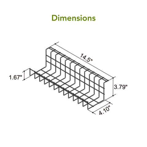 Wire Basket Cable Management Tray  - Home & Office Under Desk Cable Manager Shelf and Cord Organizer - (14.5" x 4")