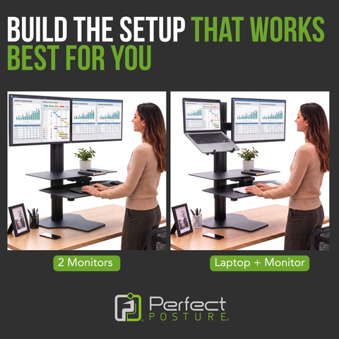 Sit2Stand Standing Desk Converter Monitor Mount AND Laptop Holder (Black)
