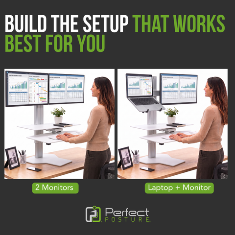 Sit2Stand Standing Desk Converter Monitor Mount AND Laptop Holder (White)
