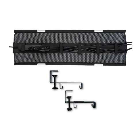 Clamp Mounted Mesh Cable Manager - Flexible Mesh Under Desk Cable Management and Cable Organizer System - (38" Wide)