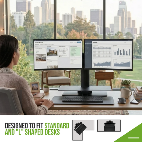 Sit2Stand™ Standing Desk Converter with Dual Monitor Mount (Black)