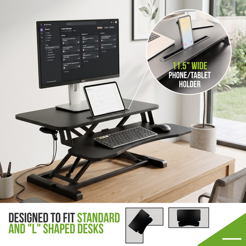 Sit2Stand™ Standing Desk Converter 32" Monitor Riser (Black)
