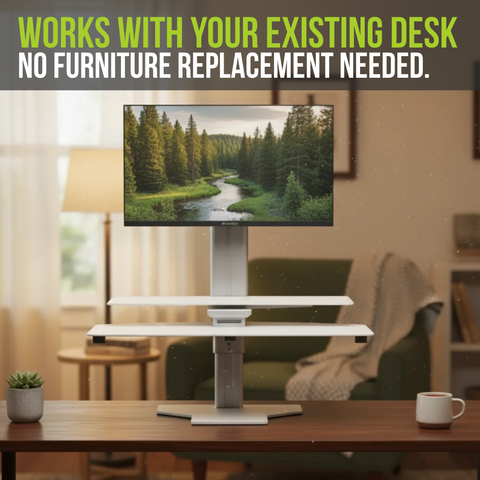 Sit2Stand™ Standing Desk Converter with Single Monitor Mount (White)