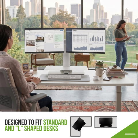 Sit2Stand™ Standing Desk Converter with Dual Monitor Mount (White)