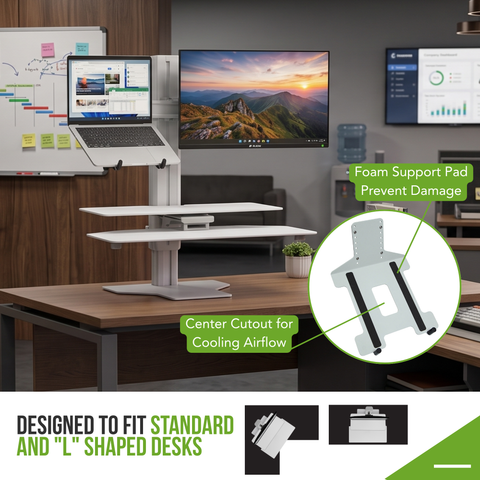 Sit2Stand Standing Desk Converter Monitor Mount AND Laptop Holder (White)