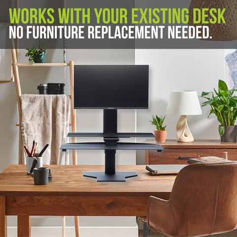 Sit2Stand™ Standing Desk Converter with Single Monitor Mount (Black)