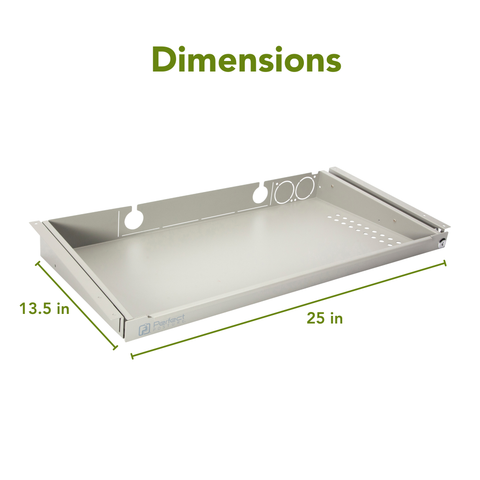 Under Desk Storage Drawer- Large Metal Drawer with Lock for Height Adjustable Desks - (13.5" x 25.25")