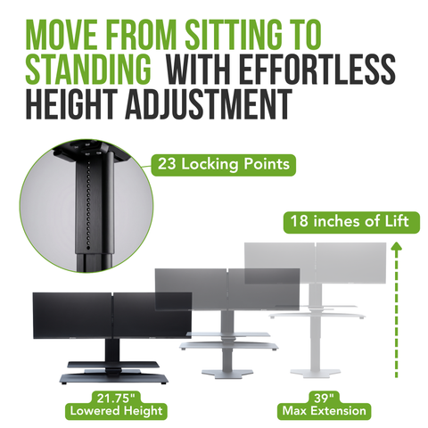 Sit2Stand™ Standing Desk Converter with Dual Monitor Mount (Black)