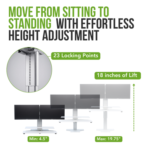 Sit2Stand™ Standing Desk Converter with Dual Monitor Mount (White)
