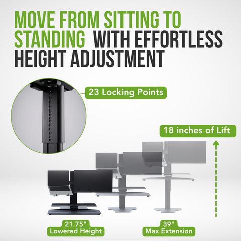 Sit2Stand Standing Desk Converter Monitor Mount AND Laptop Holder (Black)