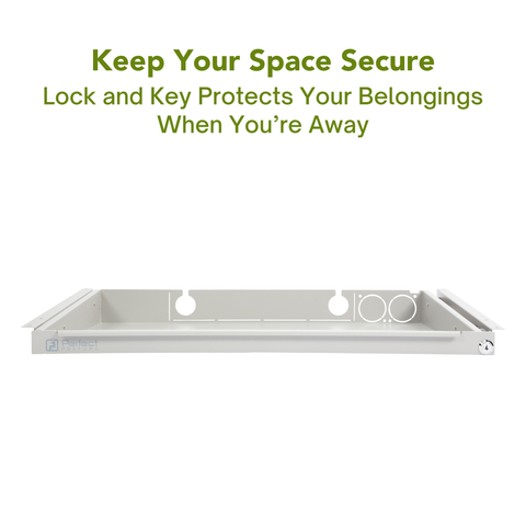 Under Desk Storage Drawer- Large Metal Drawer with Lock for Height Adjustable Desks - (13.5" x 25.25")