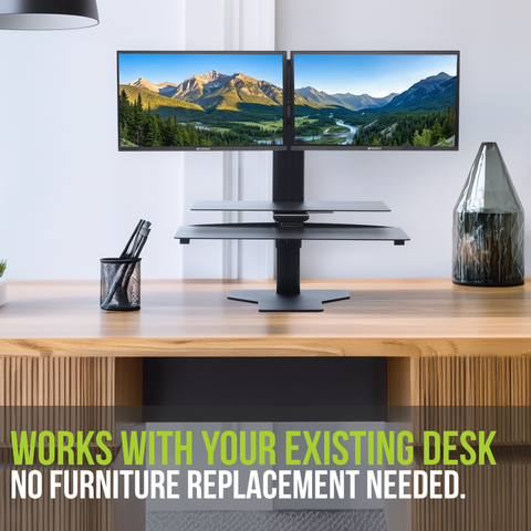 Sit2Stand™ Standing Desk Converter with Dual Monitor Mount (Black)