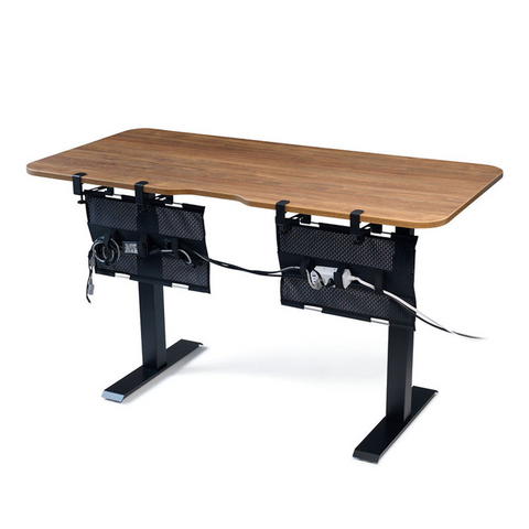 2-Piece Mini Mesh Cable Manager Set - Flexible Mesh Under Desk Cable Management and Cable Organizer System - Black (2x 18")