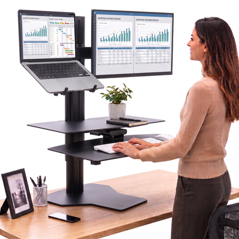 Sit2Stand Standing Desk Converter Monitor Mount AND Laptop Holder