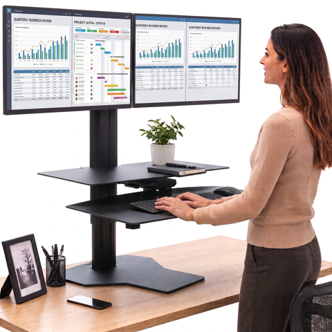 Sit2Stand™ Standing Desk Converter with Dual Monitor Mount