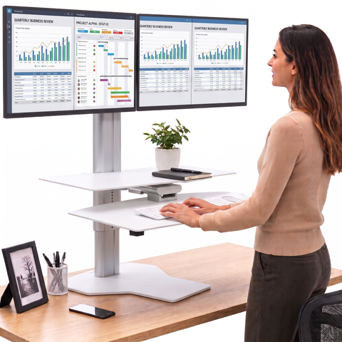 Sit2Stand™ Standing Desk Converter with Dual Monitor Mount