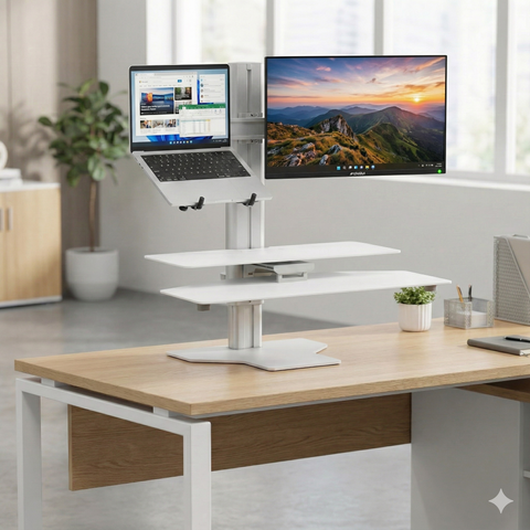 Sit2Stand™ Standing Desk Converter with Dual Monitor Mount
