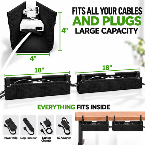 2-Piece Adjustable Length Mesh Cable Manager Set - (2 x 19")