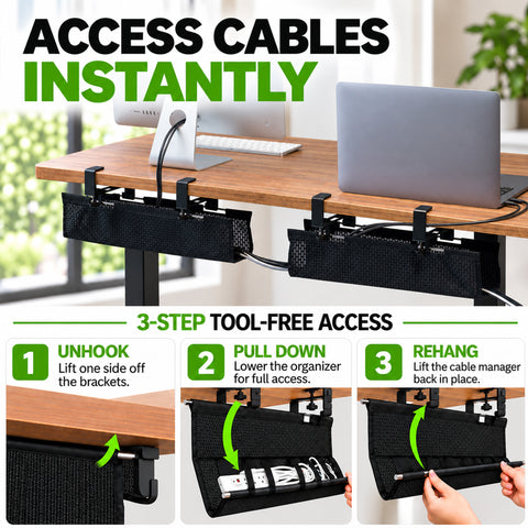 2-Piece Adjustable Length Mesh Cable Manager Set - (2 x 19")