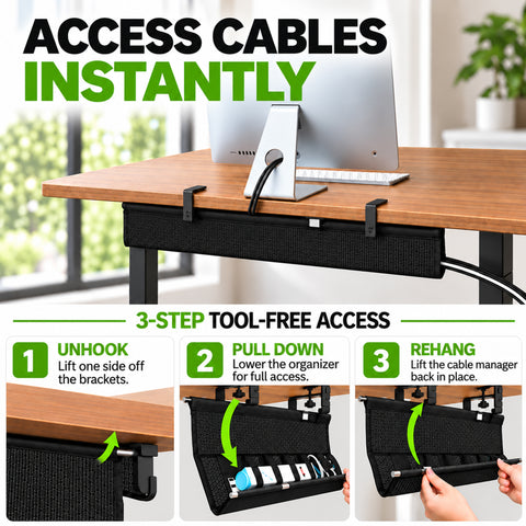 Clamp Mounted Mesh Cable Manager - (38")